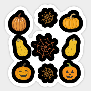 Pumpkin, Swede & Spiderweb, mug, pin, sticker Sticker